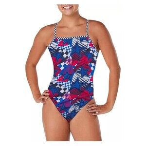 Speedo Women’s Overdrive Red/white/blue Double Crossback 1 Piece Sz 30 New